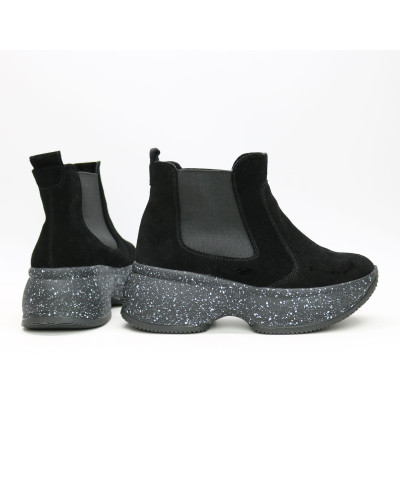 Ботинки из замши черного цвета  Арт. 176-2/184