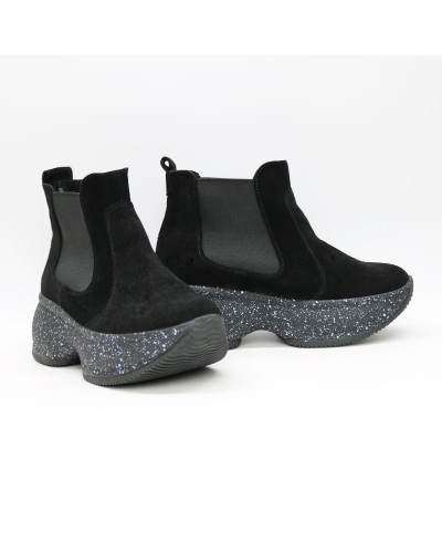 Ботинки из замши черного цвета  Арт. 176-2/184