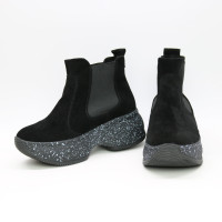 Ботинки из замши черного цвета  Арт. 176-2/184