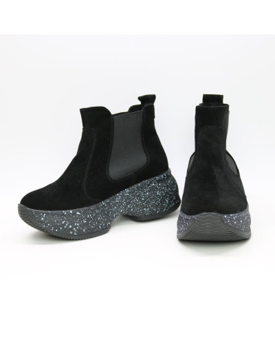 Ботинки из замши черного цвета  Арт. 176-2/184