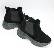 Ботинки из замши черного цвета  Арт. 176-2/184