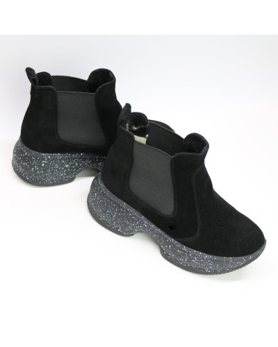 Ботинки из замши черного цвета  Арт. 176-2/184