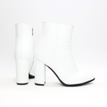 Ботинки на обтяжном каблуке из белой кожи флотар Арт. 35-10/44Ок