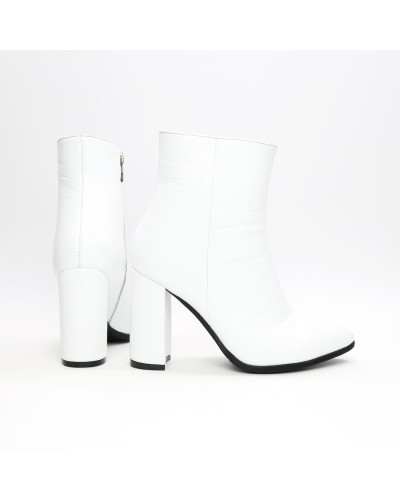 Ботинки на обтяжном каблуке из белой кожи флотар Арт. 35-10/44Ок