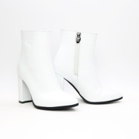 Ботинки на обтяжном каблуке из белой кожи флотар Арт. 35-10/44Ок