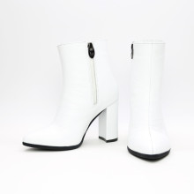 Ботинки на обтяжном каблуке из белой кожи флотар Арт. 35-10/44Ок