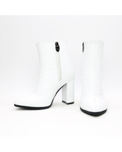 Ботинки на обтяжном каблуке из белой кожи флотар Арт. 35-10/44Ок