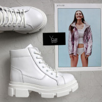 Ботинки со шнуровкой из кожи белого цвета Арт. 51-3/260