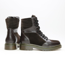 Ботинки со шнуровкой из кожи и замши цвета шоколад  Арт. 05-12/(As11)