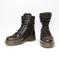 Ботинки со шнуровкой из кожи и замши цвета шоколад  Арт. 05-12/(As11)