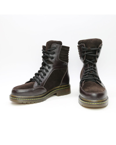 Ботинки со шнуровкой из кожи и замши цвета шоколад  Арт. 05-12/(As11)