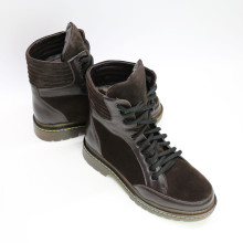 Ботинки со шнуровкой из кожи и замши цвета шоколад  Арт. 05-12/(As11)