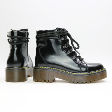 Ботинки со шнуровкой из матового лака черного цвета  Арт. As-4/22Р