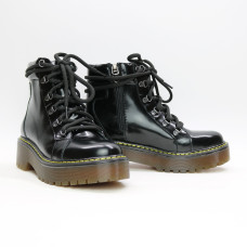 Ботинки со шнуровкой из матового лака черного цвета  Арт. As-4/22Р