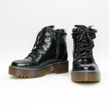 Ботинки со шнуровкой из матового лака черного цвета  Арт. As-4/22Р