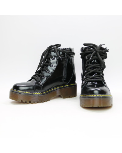 Ботинки со шнуровкой из матового лака черного цвета  Арт. As-4/22Р