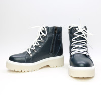 Ботинки со шнуровкой из синей кожи флотар Арт. As-4/22Р