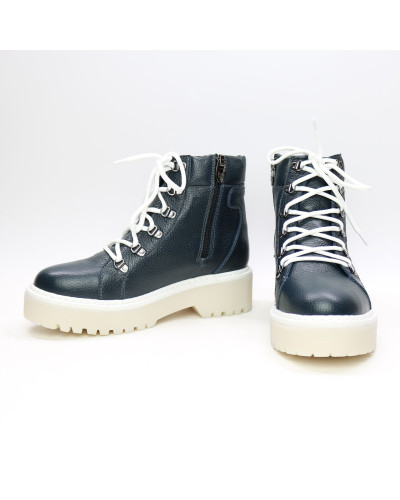 Ботинки со шнуровкой из синей кожи флотар Арт. As-4/22Р