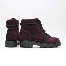 Ботинки со шнуровкой из замши цвета баклажан Арт. 51-3/21855