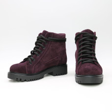 Ботинки со шнуровкой из замши цвета баклажан Арт. 51-3/21855