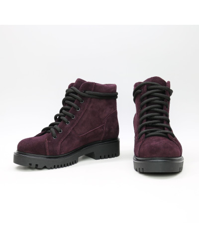 Ботинки со шнуровкой из замши цвета баклажан Арт. 51-3/21855