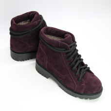 Ботинки со шнуровкой из замши цвета баклажан Арт. 51-3/21855