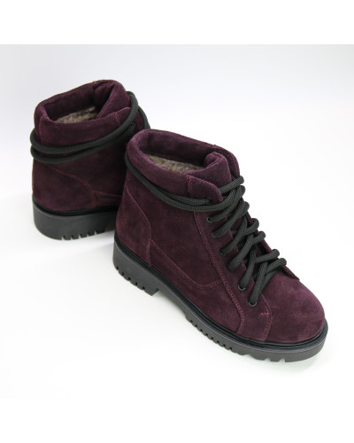 Ботинки со шнуровкой из замши цвета баклажан Арт. 51-3/21855