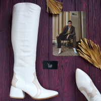 Бежеві чоботи на підборах Арт. 657-12/w324Ок