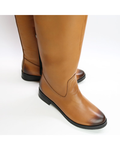 Чоботи з рудої шкіри з ефектом потертості Арт.12-33V