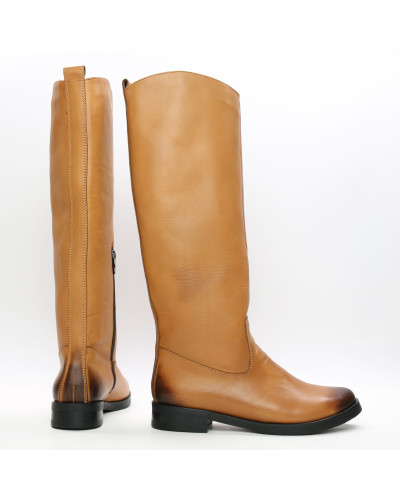 Чоботи з рудої шкіри з ефектом потертості Арт.12-33V