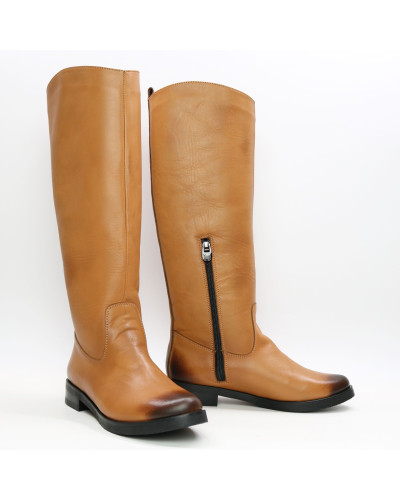 Чоботи з рудої шкіри з ефектом потертості Арт.12-33V