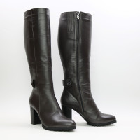 Чоботи зі шкіри кольору шоколад Арт. 52-1F-3326(2)