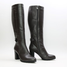 Чоботи зі шкіри кольору шоколад Арт. 52-1F-3326(2)