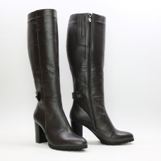 Чоботи зі шкіри кольору шоколад Арт. 52-1F-3326(2)