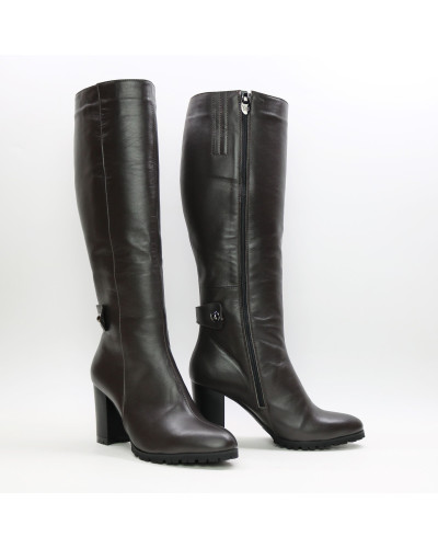 Чоботи зі шкіри кольору шоколад Арт. 52-1F-3326(2)