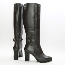 Чоботи зі шкіри кольору шоколад Арт. 52-1F-3326(2)