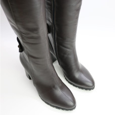 Чоботи зі шкіри кольору шоколад Арт. 52-1F-3326(2)