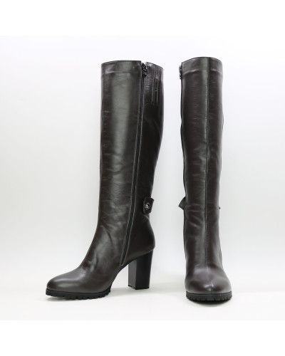 Чоботи зі шкіри кольору шоколад Арт. 52-1F-3326(2)