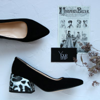 Туфлі-човники з чорної замші Арт. 657-1/w324Ок