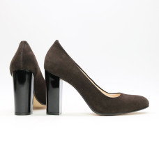 Туфли на устойчивом каблуке из замши цвета шоколад  Арт. 95-1/34