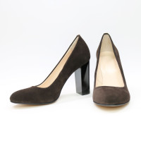 Туфли на устойчивом каблуке из замши цвета шоколад  Арт. 95-1/34