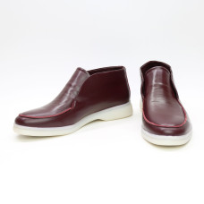 Шкіряні високі лофери в бордовому кольорі Арт. 156-4