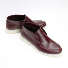 Шкіряні високі лофери в бордовому кольорі Арт. 156-4