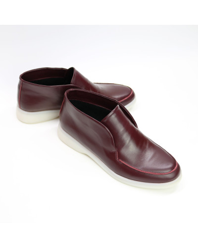 Шкіряні високі лофери в бордовому кольорі Арт. 156-4