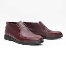 Высокие лоферы из кожи флотар в бордовом цвете на черной подошве Арт. 156-4