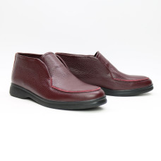 Високі лофери зі шкіри флотар в бордовому кольорі на чорній підошві Арт. 156-4