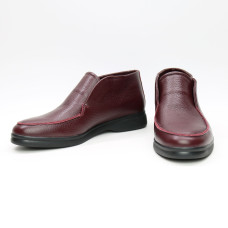 Високі лофери зі шкіри флотар в бордовому кольорі на чорній підошві Арт. 156-4