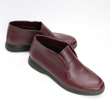 Высокие лоферы из кожи флотар в бордовом цвете на черной подошве Арт. 156-4