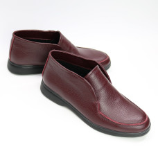 Високі лофери зі шкіри флотар в бордовому кольорі на чорній підошві Арт. 156-4