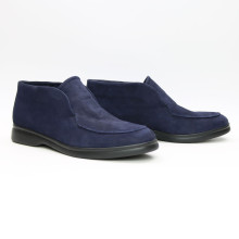 Високі лофери із синього нубука на чорній підошві Арт. 156-4